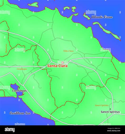 Map of Santa Clara City in Cuba Stock Photo - Alamy