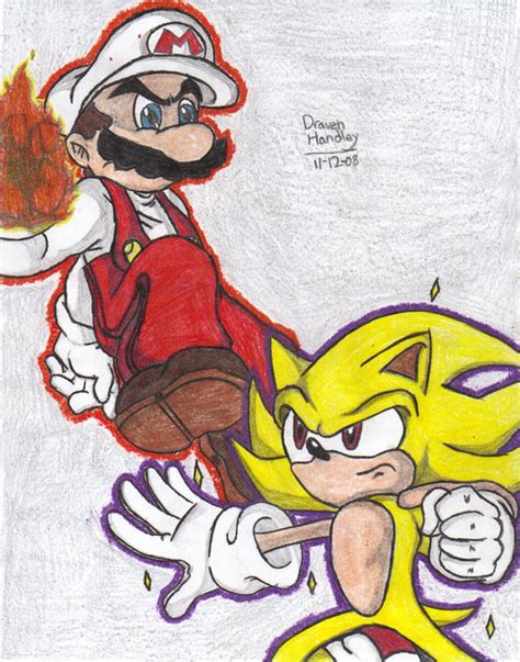 Mario VS Sonic Drawing by Littleman013 on DeviantArt