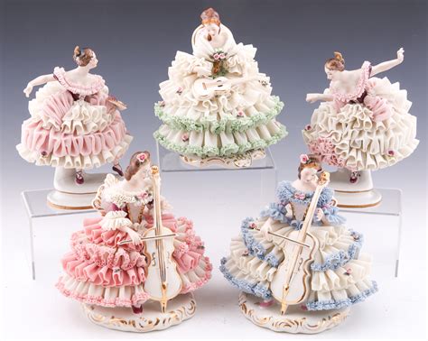 Lot Detail - DRESDEN PORCELAIN LACE FIGURINES