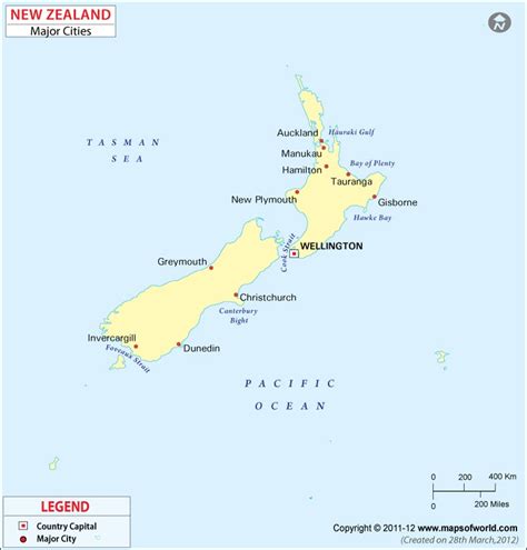 Cities in New Zealand, Map of New Zealand Cities