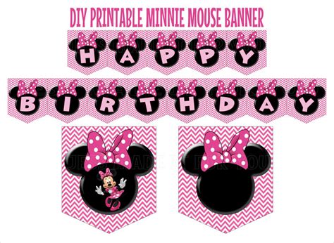 Minnie Mouse Pink Birthday Banner Printable By Zdesignsbyrosina ...