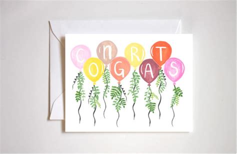 Congrats Card / Congratulations / Balloons / Balloon Garland / - Etsy