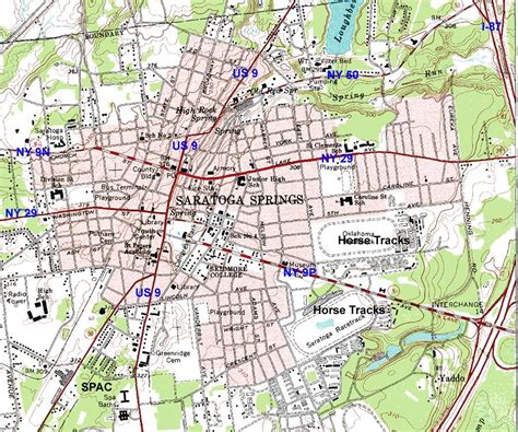 Interstate 87: The Adirondack Northway: Saratoga Springs City Map