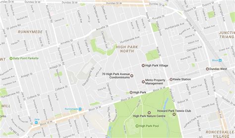 High Park neighbourhood Toronto map - Map of High Park neighbourhood ...