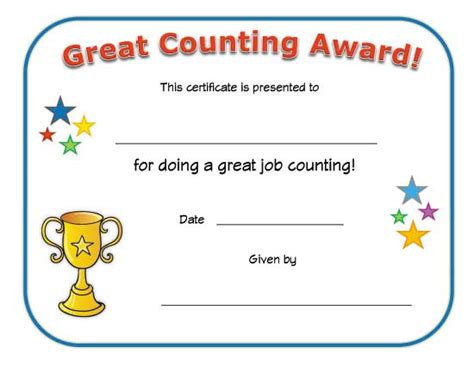 Great Counting Award Certificate | All Kids Network