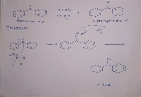 [Solved] What is the reaction mechanism for when benzophenone reacts ...