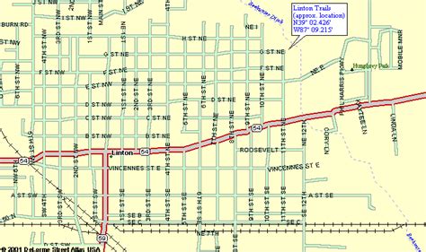 Map to Linton Conservation Club Mountain Biking Trails in Linton, Indiana