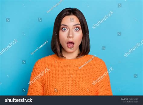 Portrait Attractive Amazed Girl Sudden Incredible Stock Photo ...