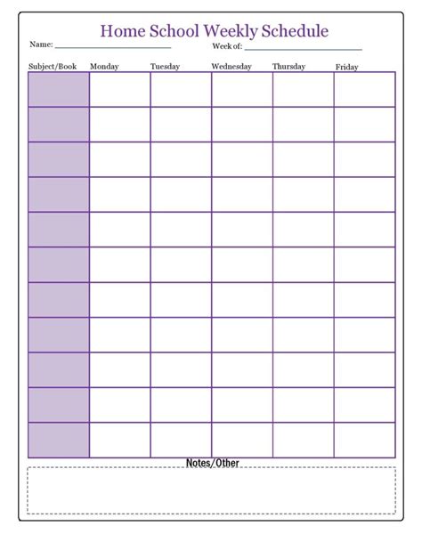 Homeschool Daily Schedule Printable Form