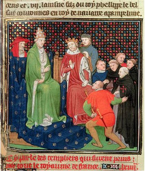 Pope Clement and King Philip face the Templars. | Romanesque art, Palm ...