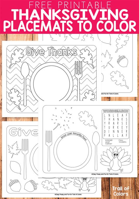 Thanksgiving Day Coloring Page Placemat