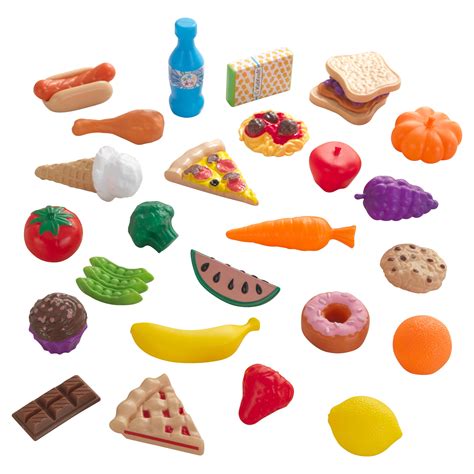 KidKraft 30-Piece Plastic Play Food Set with Fruits, Veggies, Sweets ...