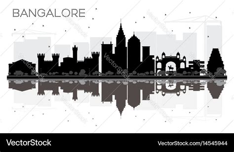 Bangalore city skyline black and white silhouette Vector Image