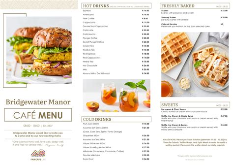 Café Menu | Bridgewater Manor by Faircape-Group - Issuu