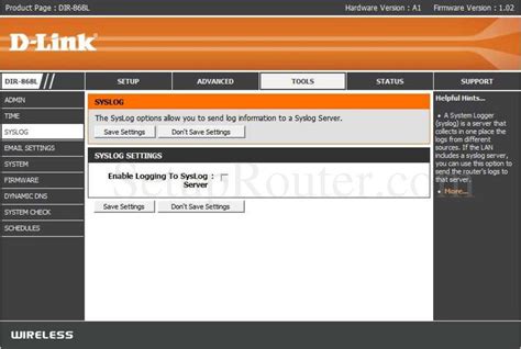 Dlink DIR-868L Screenshot SysLog