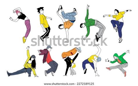 Set Teenager Dancers Hip Hop Breakdance Stock Vector (Royalty Free ...