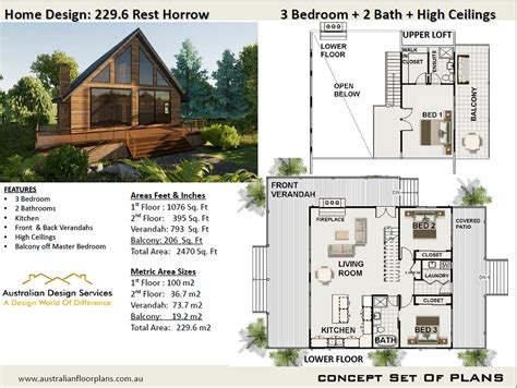 Country Cottage With Loft Architectural Concept House Plans - Etsy