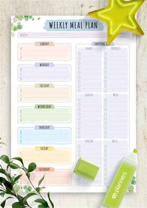 Printable Planner Grocery List Digital Templates A4 PDF Meal Prep ...