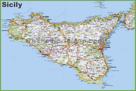 Large detailed road map of Sicily - Ontheworldmap.com