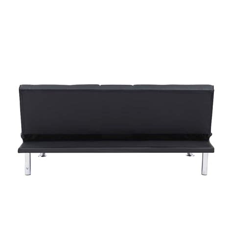 Black Leather Futon Sofa Bed, Convertible Sleeper Loveseat Couch - Bed ...