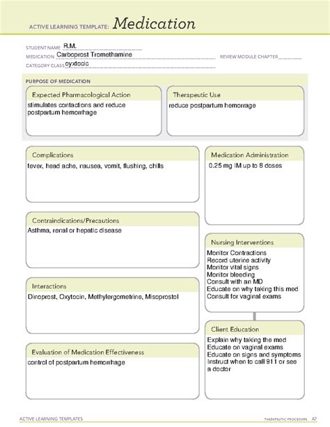 Hemabate Medication Template