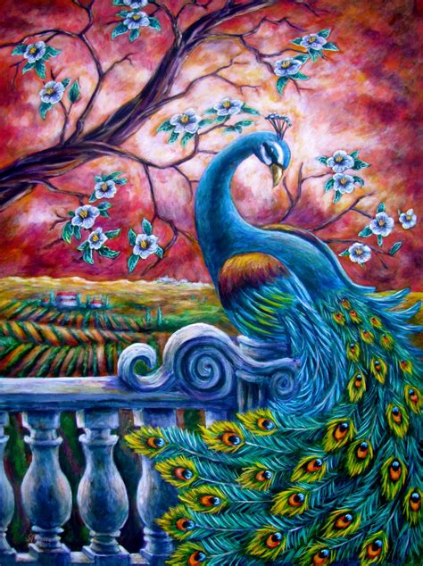 "Proud Peacock" 30X40 Acrylic on canvas - Sebastian Pierre | Peacock ...