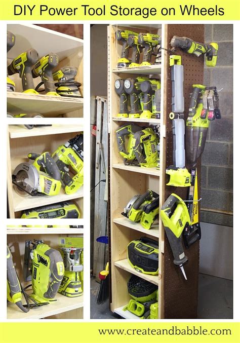 DIY Power Tool Storage Unit on Wheels | Power tool storage, Tool ...