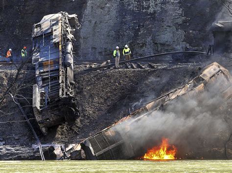 3 injured in fiery train derailment caused by rockslide : NPR