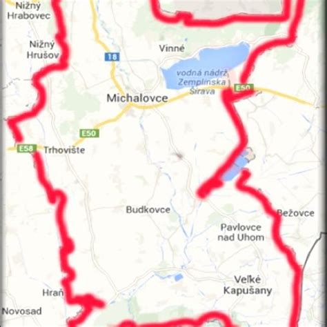 Michalovce district map (modified by the author according to ...