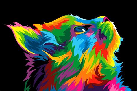 Cat colorful rainbow vector artwork – Artofit