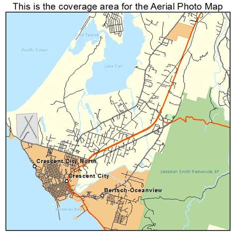 Aerial Photography Map of Crescent City, CA California