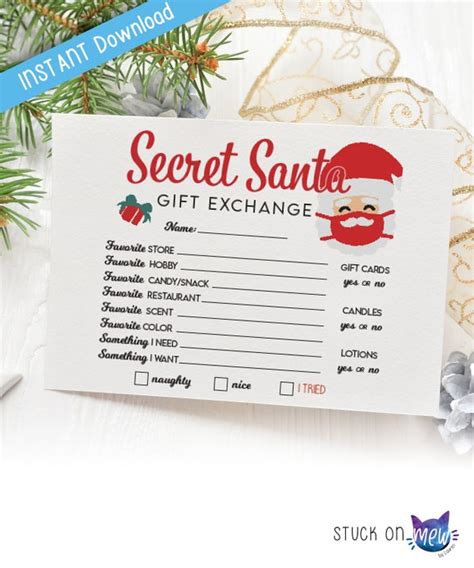 Printable Secret Santa Gift Exchange Christmas Secret Santa ...