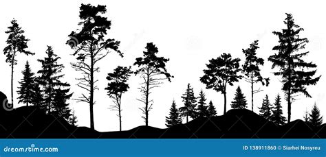 Forest Silhouette On Moon Background Vector Illustration ...