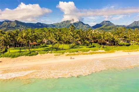 Aerial view of Kailua Beach, Oahu, Hawaii, USA - Stock Image - F039 ...