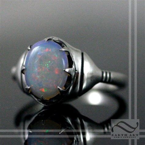 Australian Opal Ring in Sterling Silver 8 Claw Prong Setting | Etsy ...