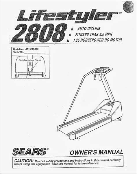 Lifestyler 2808 Treadmill Manual