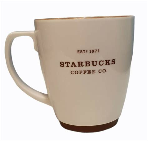 Starbucks Mug EST 1971 Coffee Co 18 oz. Ceramic Cup With Brown Trim ...