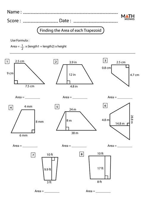 Trapezoid Worksheets - Math Monks