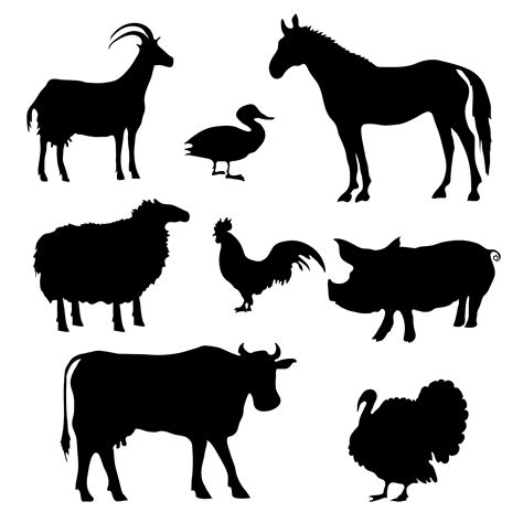 Cute Farm Animals Silhouette