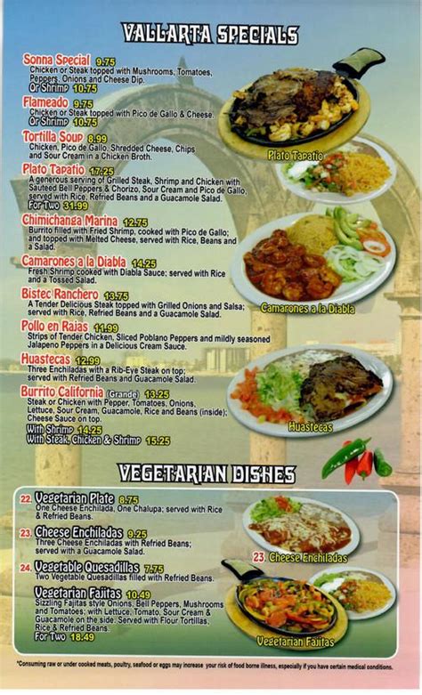 Vallarta Mexican Restaurant menu in Foley, Alabama, USA