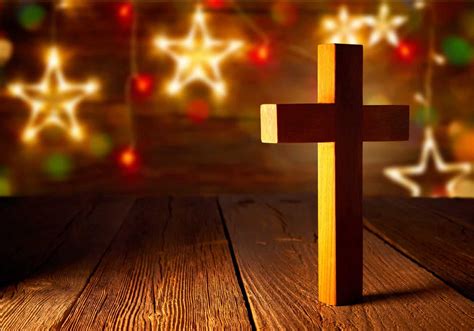 Christian wood cross on Christmas stars | SES