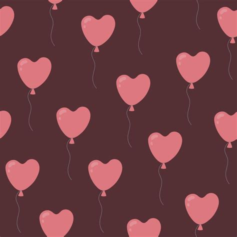 Seamless pattern with pink heart shaped balloons on burgundy background ...