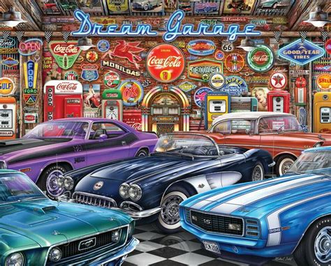 Dream Garage 1000 Piece Large Jigsaw Puzzle Made in USA For Adults Kids ...