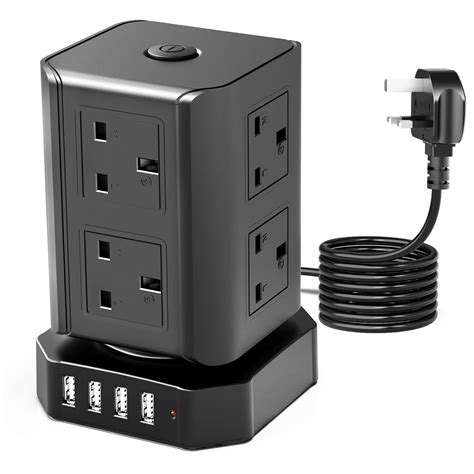 Buy Tower Extension Lead,Tower plug extension with 8 Way Outlets 4 USB ...