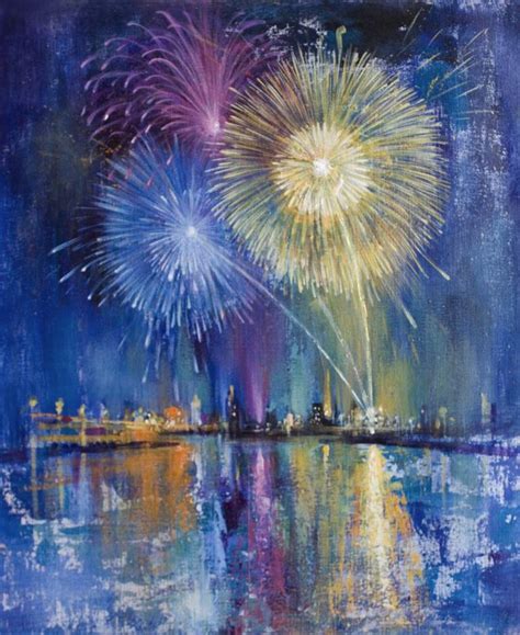 Fireworks Painting by Nikolay Dimitrov | Saatchi Art