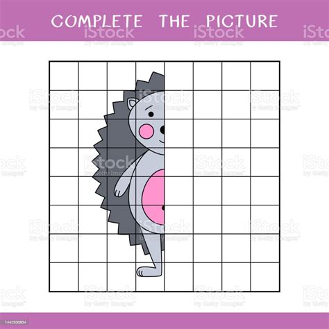 Complete The Picture Of Cute Hedgehog Vector Worksheet Stock ...