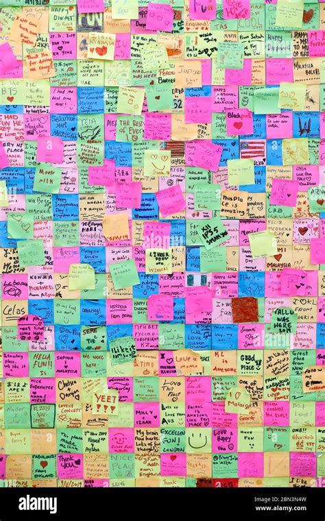 Wall covered in post-it notes. Kuala Lumpur. Malaysia Stock Photo - Alamy