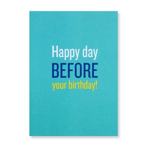 Happy Day Before Your Birthday Greeting Card - Etsy