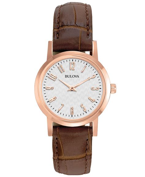 Bulova Women's Brown Leather Strap Watch 27mm 97l121 - Lyst