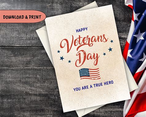 Veterans Day Card Printable, Thank You for Your Service: Veterans Day ...